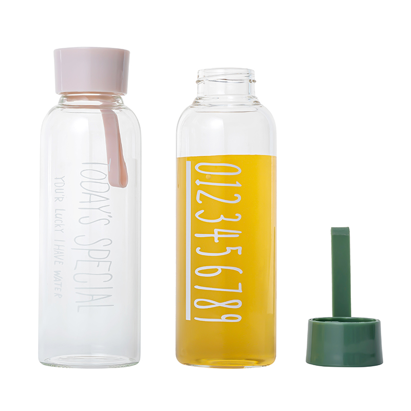 Botellas de agua de vidrio de 450 ml con logotipo personalizado para jugo