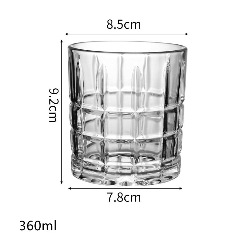 Tazas calientes del licor del cristal del diseño de la tela escocesa de la venta de 360ml