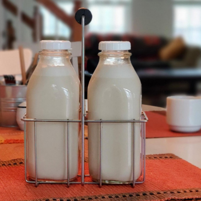Envasado de leche de botellas de leche de vidrio de forma cuadrada grande 1000ml