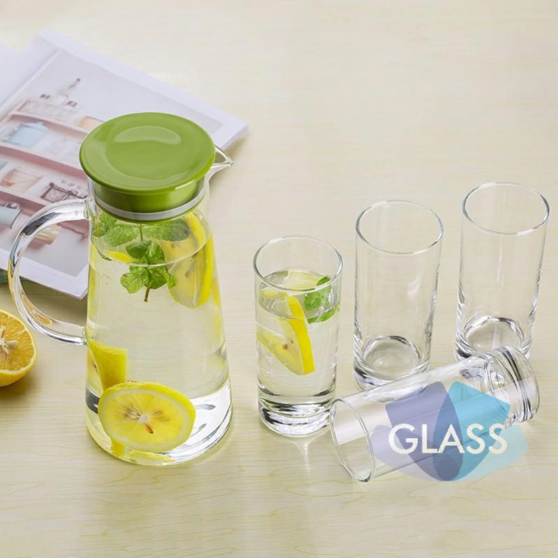 Juego de vasos de vidrio reutilizables naturales Botellas de agua de vidrio redondas