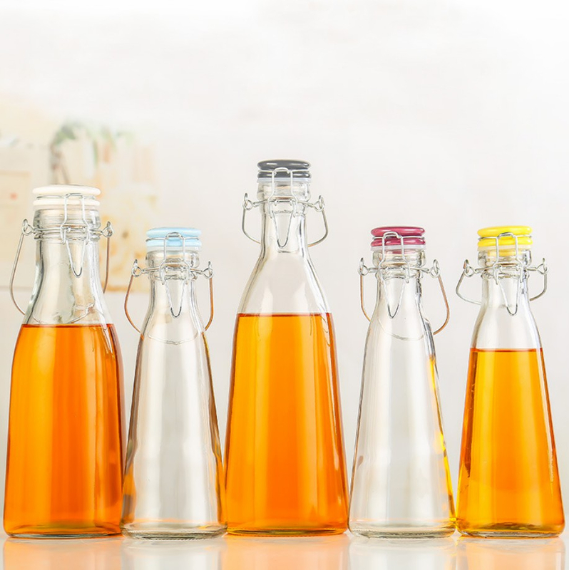 Botellas de bebida de jugo de leche de vidrio con tapones sellados 500ml 1000ml