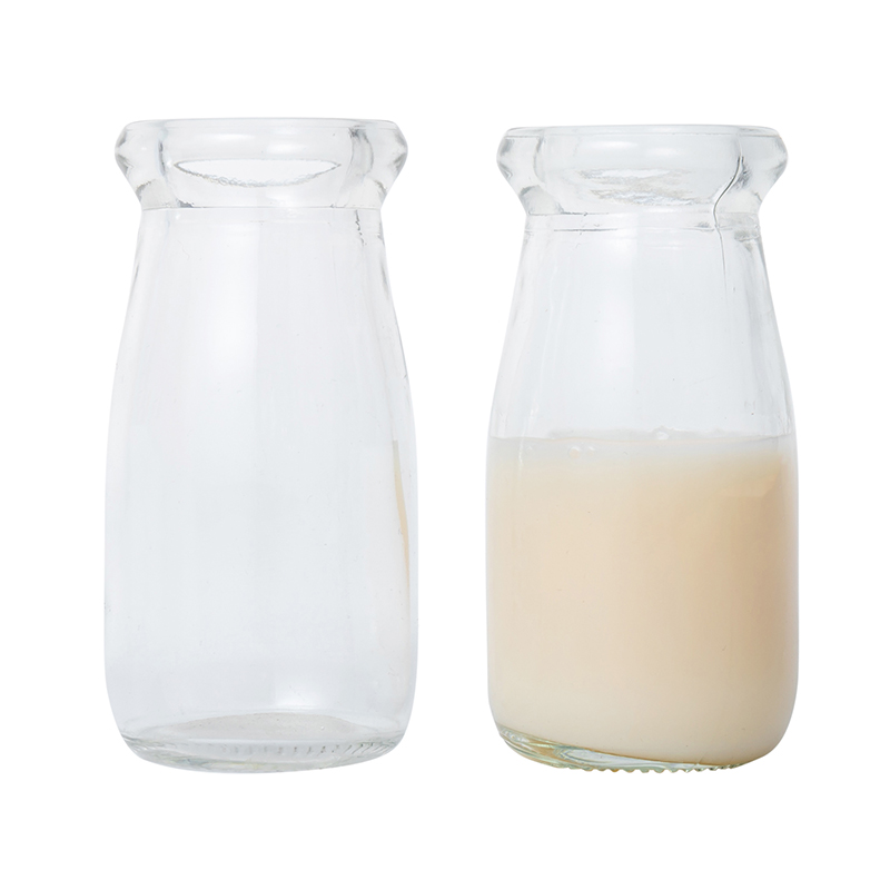 Botella de leche de vidrio Tarros y botellas de pudín de 100 ml Venta caliente