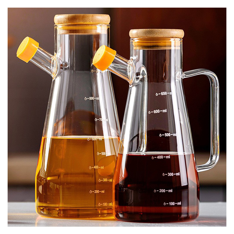 Olla de aceite de vidrio de borosilicato de envasado de aceite comestible de 900 ml