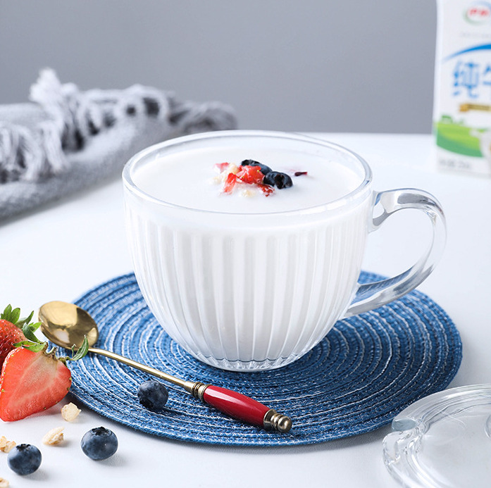 Tazas de café para bebidas de 15 oz Vasos transparentes de leche con asa
